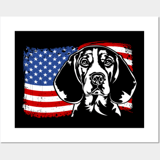 Beagle Mom Dad American Flag patriotic dog Posters and Art